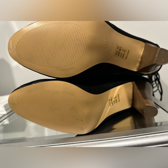 NWOT black suede-like slouchy heeled boots with tassels size 8.5 - Picture 4 of 5